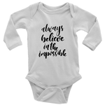 Always Believe Long Sleeve  Bodysuit Black