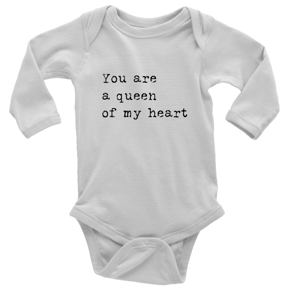 You Are A Queen Long Sleeve  Bodysuit Black