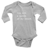 You Are A Queen Long Sleeve  Bodysuit White