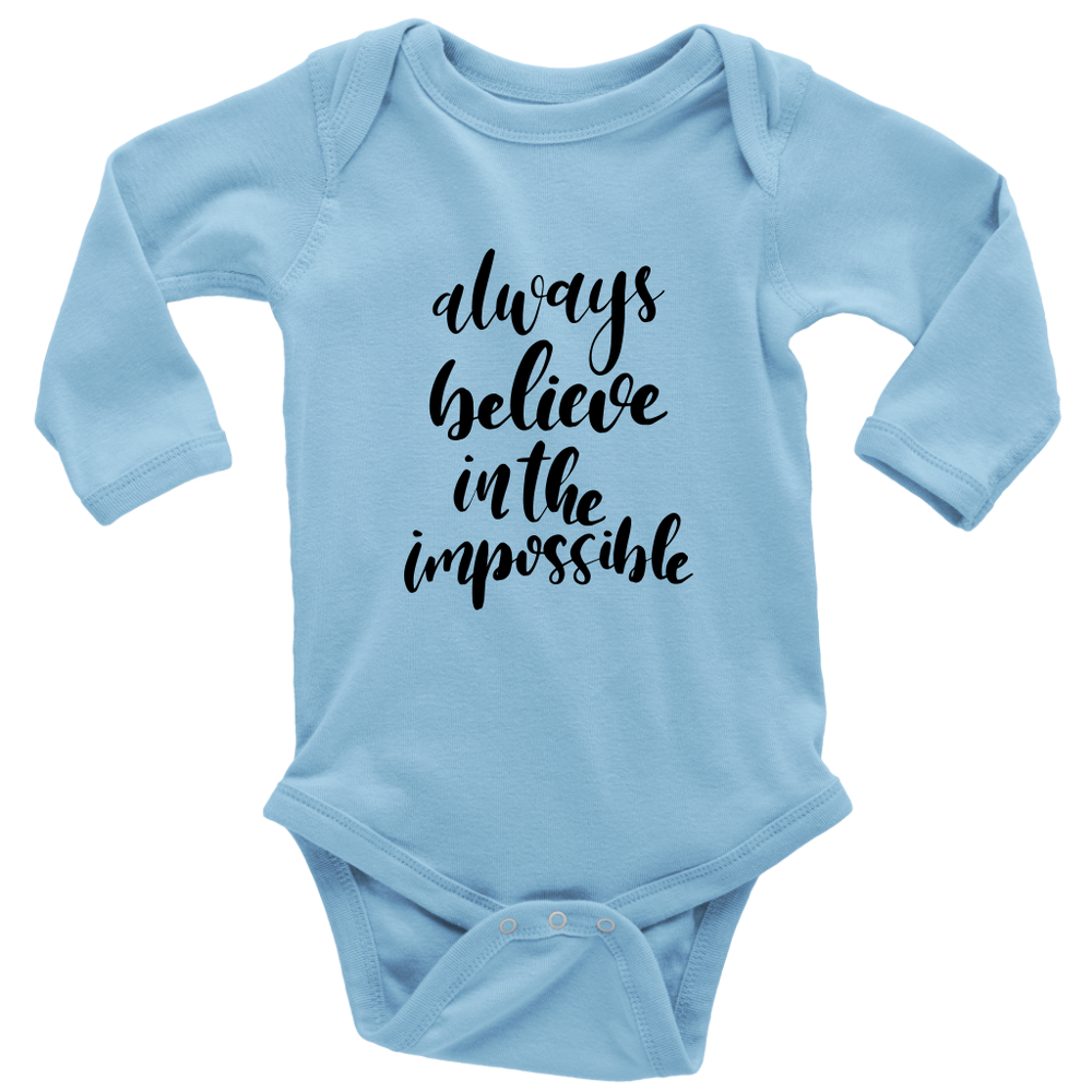 Always Believe Long Sleeve  Bodysuit Black