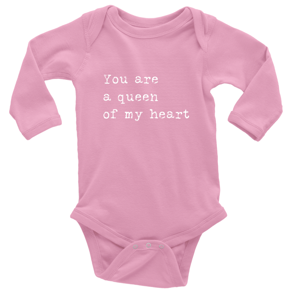 You Are A Queen Long Sleeve  Bodysuit White