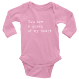 You Are A Queen Long Sleeve  Bodysuit White